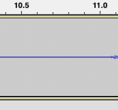 Screenshot of a waveform in Audacity. This one is almost completely flat. 