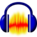 Audacity logo - blue headphones around aan orange and yellow waveform,
